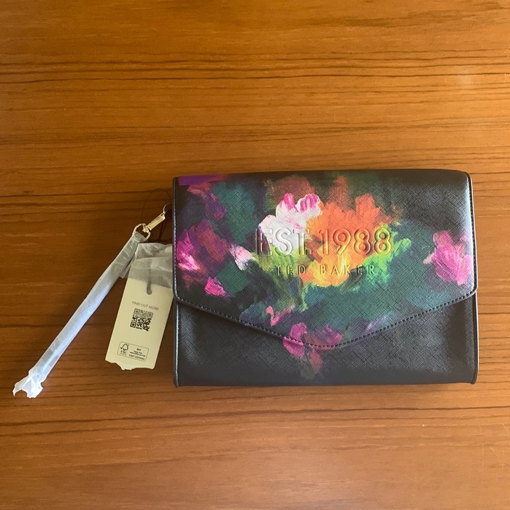 Ted Baker Art Print Floral Clutch nwt
